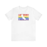 California Pride Flag Tee: Rainbow LGBTQ+ State Silhouette Distressed Shirt