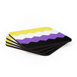 Nonbinary Flag Coaster Set: 4 Corkwood Wavey Drink Coasters