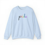 Philly Pride Flag Sweater: Flowing Cursive 'Pride' in Gradient Hues