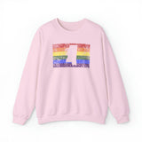Mississippi Pride Flag Sweater: Rainbow LGBTQ+ State Silhouette Distressed Sweatshirt