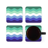 Gay Pride Flag Coaster Set: 4 Corkwood Ripple Drink Coasters
