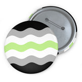 Agender Pride Flag Pin: Round Button with Wavey Design
