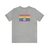 New Hampshire Pride Flag Tee: Rainbow LGBTQ+ State Silhouette Distressed Shirt