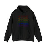 New York LGBTQ+ Pride Flag, Faded Black Hoodie
