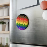 Philadelphia Pride Flag Magnet: Wavey Round Button for Fridge