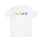 Nevada Pride T-Shirt: Flowing Cursive Design with LGBTQ+ Gradient
