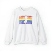 New Jersey Pride Flag Sweater: Rainbow LGBTQ+ State Silhouette Distressed Sweatshirt