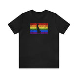 Delaware Pride Flag Tee: Rainbow LGBTQ+ State Silhouette Distressed Shirt