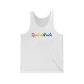 Quebec Pride Tank Top: Flowing Cursive Design with LGBTQ+ Gradient