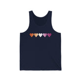 Lesbian Flag Hearts Tank-Top: Pride LGBTQ+ Gradient Design