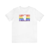 Illinois Pride Flag Tee: Rainbow LGBTQ+ State Silhouette Distressed Shirt