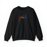 Pride Sweater: Flowing Cursive 'Pride' in Gradient Hues