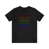 Indiana LGBTQ+ Pride Flag, Faded Black T-Shirt