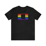Arizona Pride Flag Tee: Rainbow LGBTQ+ State Silhouette Distressed Shirt