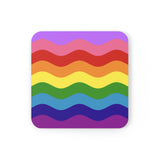 LGBTQ+ Flag Coaster Set: 4 Corkwood Ripple Drink Coasters