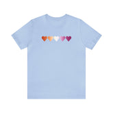 Lesbian Flag Hearts T-Shirt: Pride LGBTQ+ Gradient Design