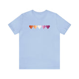 Lesbian Flag Hearts T-Shirt: Pride LGBTQ+ Gradient Design