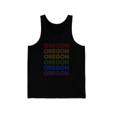 Oregon LGBTQ+ Pride Flag, Faded Black Tank-Top