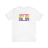 New Hampshire Pride Flag Tee: Rainbow LGBTQ+ State Silhouette Distressed Shirt