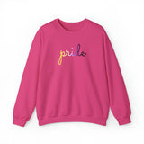Nonbinary Pride Sweater: Flowing Cursive 'Pride' in Gradient Hues