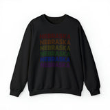 Nebraska LGBTQ+ Pride Flag, Faded Black Sweater