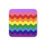 LGBTQ+ Flag Coaster Set: 4 Corkwood Wavey Drink Coasters