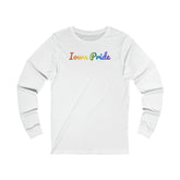 Iowa Pride Long Sleeve Tee: Flowing Cursive Design with LGBTQ+ Gradient