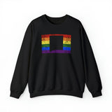 New Mexico Pride Flag Sweater: Rainbow LGBTQ+ State Silhouette Distressed Sweatshirt
