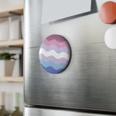 Bigender Pride Flag Magnet: Ripple Round Button for Fridge