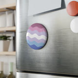 Bigender Pride Flag Magnet: Ripple Round Button for Fridge