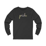 Pangender Pride Long Sleeve T-Shirt: Flowing Cursive 'Pride' in Gradient Hues