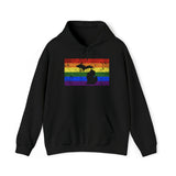 Michigan Pride Flag Hoodie: Rainbow LGBTQ+ State Silhouette Distressed Hooded Sweatshirt