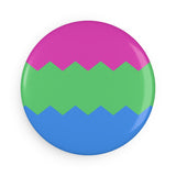 Polysexual Pride Flag Magnet: Wavey Round Button for Fridge