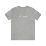 Pangender Love Script Tee: Subtly Elegant Pride T-Shirt