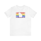 Georgia Pride Flag Tee: Rainbow LGBTQ+ State Silhouette Distressed Shirt
