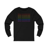New Hampshire LGBTQ+ Pride Flag, Faded Black Long Sleeve Tee