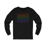 Washington LGBTQ+ Pride Flag, Faded Black Long Sleeve Tee