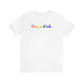 Oregon Pride T-Shirt: Flowing Cursive Design with LGBTQ+ Gradient