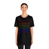California LGBTQ+ Pride Flag, Faded Black T-Shirt