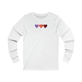 Polyamory Flag Hearts Long Sleeve Tee: Pride LGBTQ+ Gradient Design