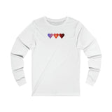 Polyamory Flag Hearts Long Sleeve Tee: Pride LGBTQ+ Gradient Design