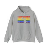 Michigan Pride Flag Hoodie: Rainbow LGBTQ+ State Silhouette Distressed Hooded Sweatshirt
