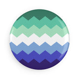 Gay Pride Flag Magnet: Wavey Round Button for Fridge