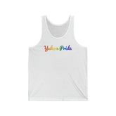 Yukon Pride Tank Top: Flowing Cursive Design with LGBTQ+ Gradient
