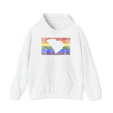 South Carolina Pride Flag Hoodie: Rainbow LGBTQ+ State Silhouette Distressed Hooded Sweatshirt