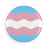 Transgender Pride Flag Magnet: Ripple Round Button for Fridge