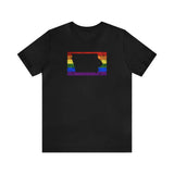 Iowa Pride Flag Tee: Rainbow LGBTQ+ State Silhouette Distressed Shirt