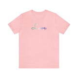Gay Pride Love Script Tee: Subtly Elegant Pride T-Shirt