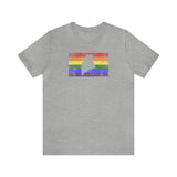 Maine Pride Flag Tee: Rainbow LGBTQ+ State Silhouette Distressed Shirt