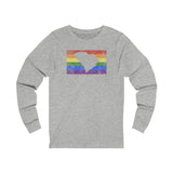 South Carolina Pride Flag Long Sleeve Tee: Rainbow LGBTQ+ State Silhouette Distressed Long Sleeve T-Shirt